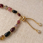 Berry & Wine Tourmaline Bracelet | Genuine Stones | Adjustable Slider
