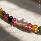 Tourmaline mix necklace, one pearl moment — that girl era