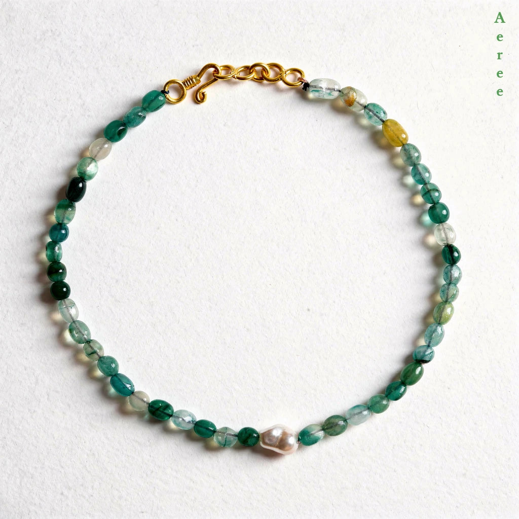 Green Moss Agate & Pearl Necklace — Your Everyday Nature Layer