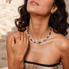 Mixed Tourmaline Chip Choker | Pink Freshwater Pearl | Genuine Gemstone