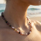 Mixed Tourmaline Chip Choker | Pink Freshwater Pearl | Genuine Gemstone