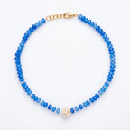 Ocean Blue Necklace with Real Pearl Flower — Your Everyday Blue Layer