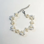 Ivory Pearl Beaded Bracelet | Teardrop Pearl Clusters | Adjustable Clasp