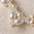 Ivory Pearl Beaded Bracelet | Teardrop Pearl Clusters | Adjustable Clasp