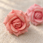 Blush Pink Rose Stud Earrings | Hand-Sculpted Flower Studs | Handmade