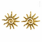 sun-kissed era — chunky gold spiral sun statement stud earrings